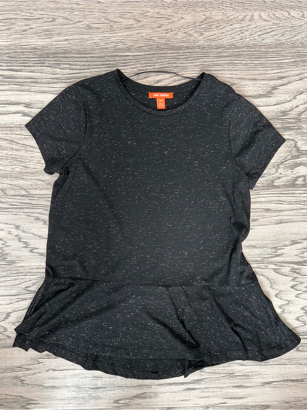 Joe Fresh Black Speckled Peplum Tee